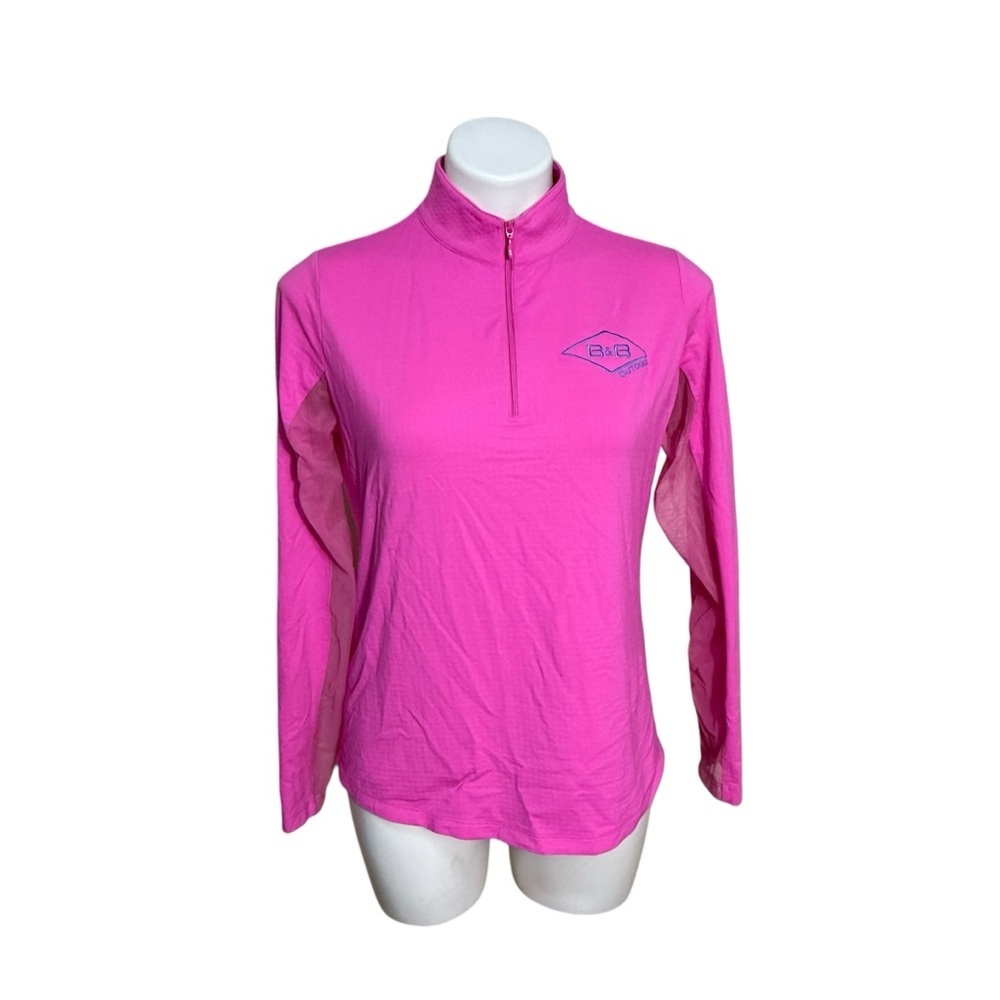 IBKUL Women's Hot Pink Quarter-Zip Long Sleeve Top